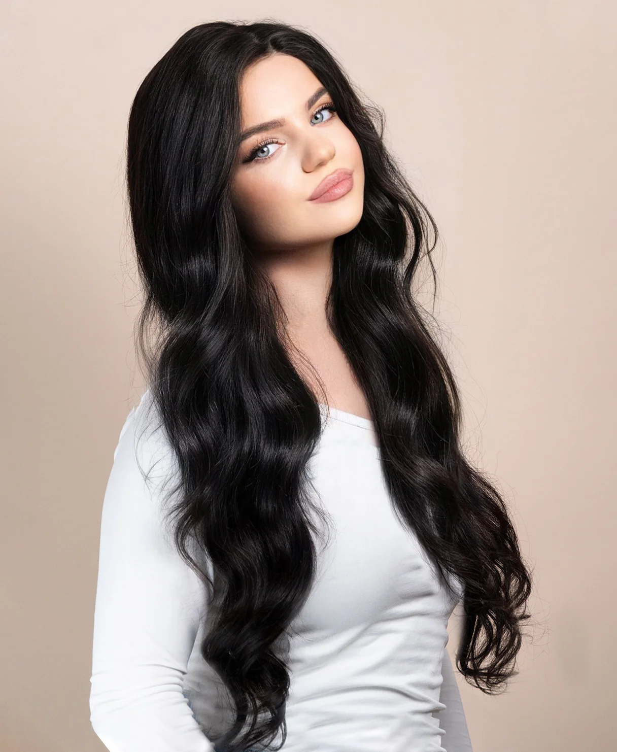 lace front human wig - 26" natural black. - Image 3