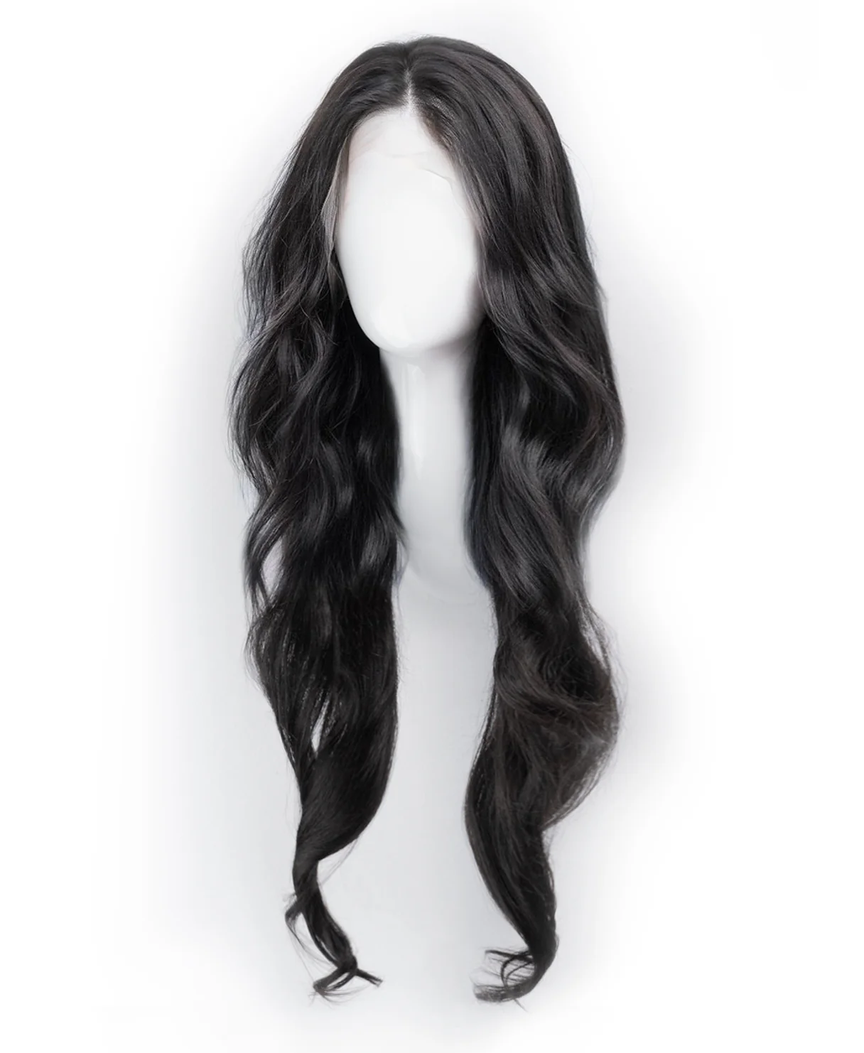 lace front human wig - 26" natural black. - Image 7
