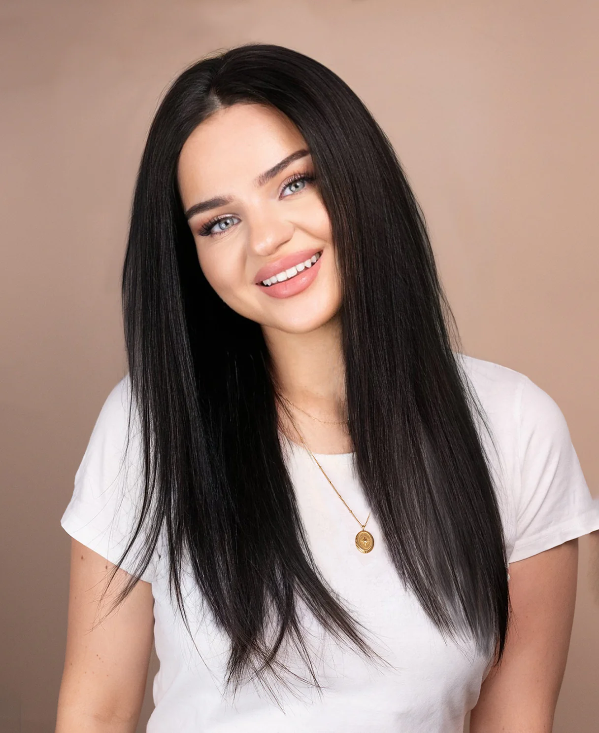 lace front human wig straight 4x4 - 20" natural black.