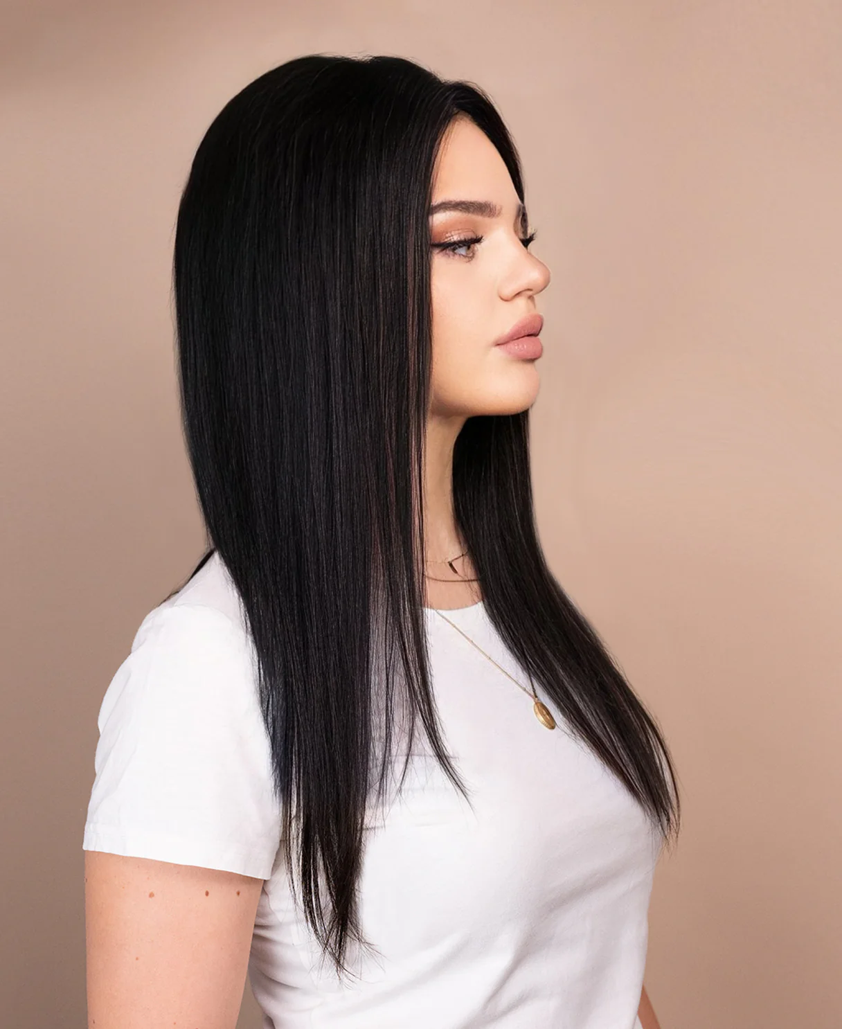 lace front human wig straight 4x4 - 20" natural black. - Image 2