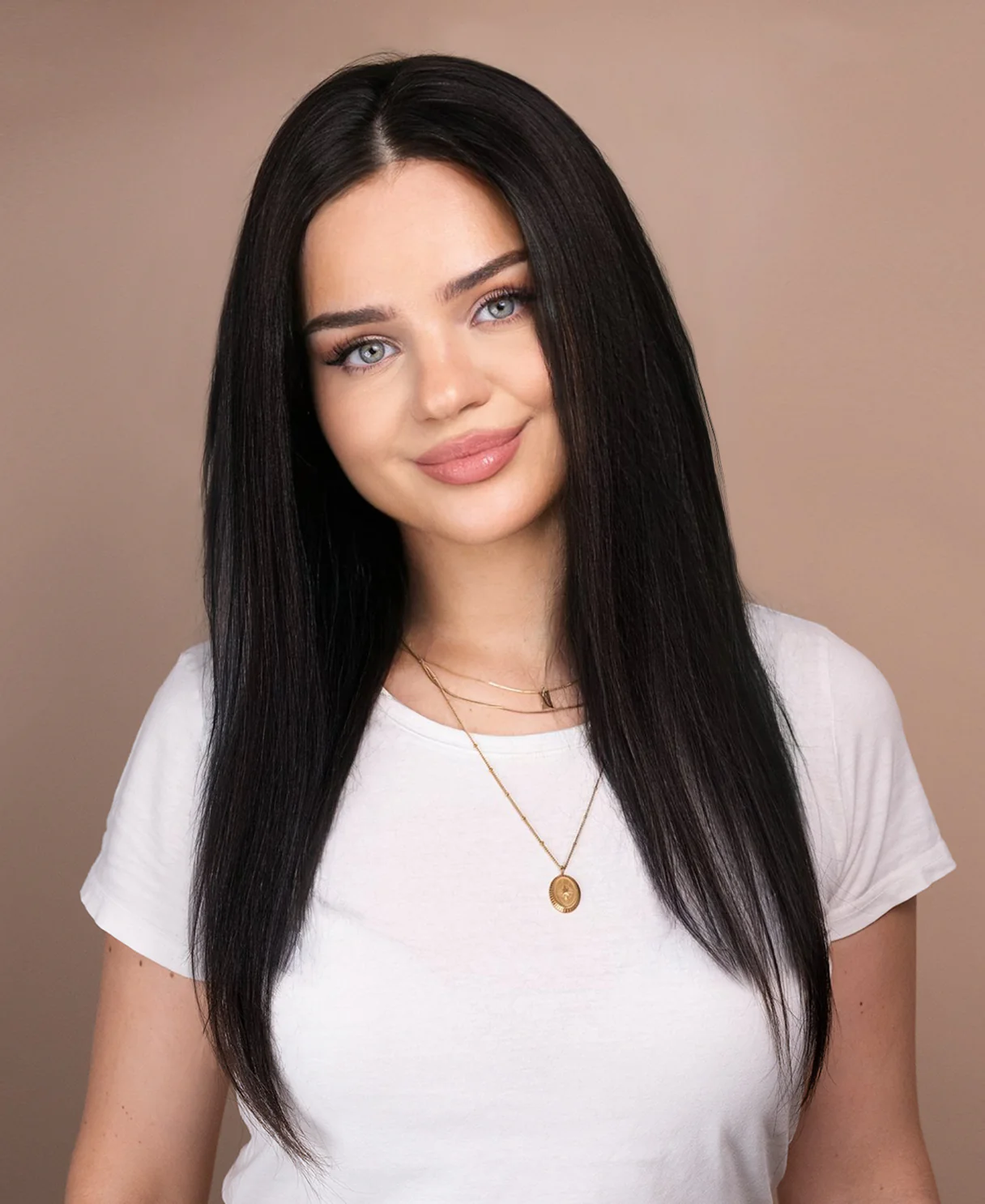 lace front human wig straight 4x4 - 20" natural black. - Image 3