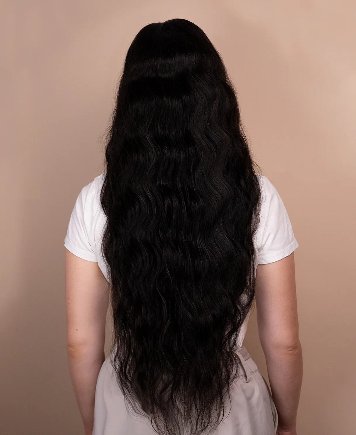 lace front human wig wavy 5x5 - 32" natural black. - Image 5