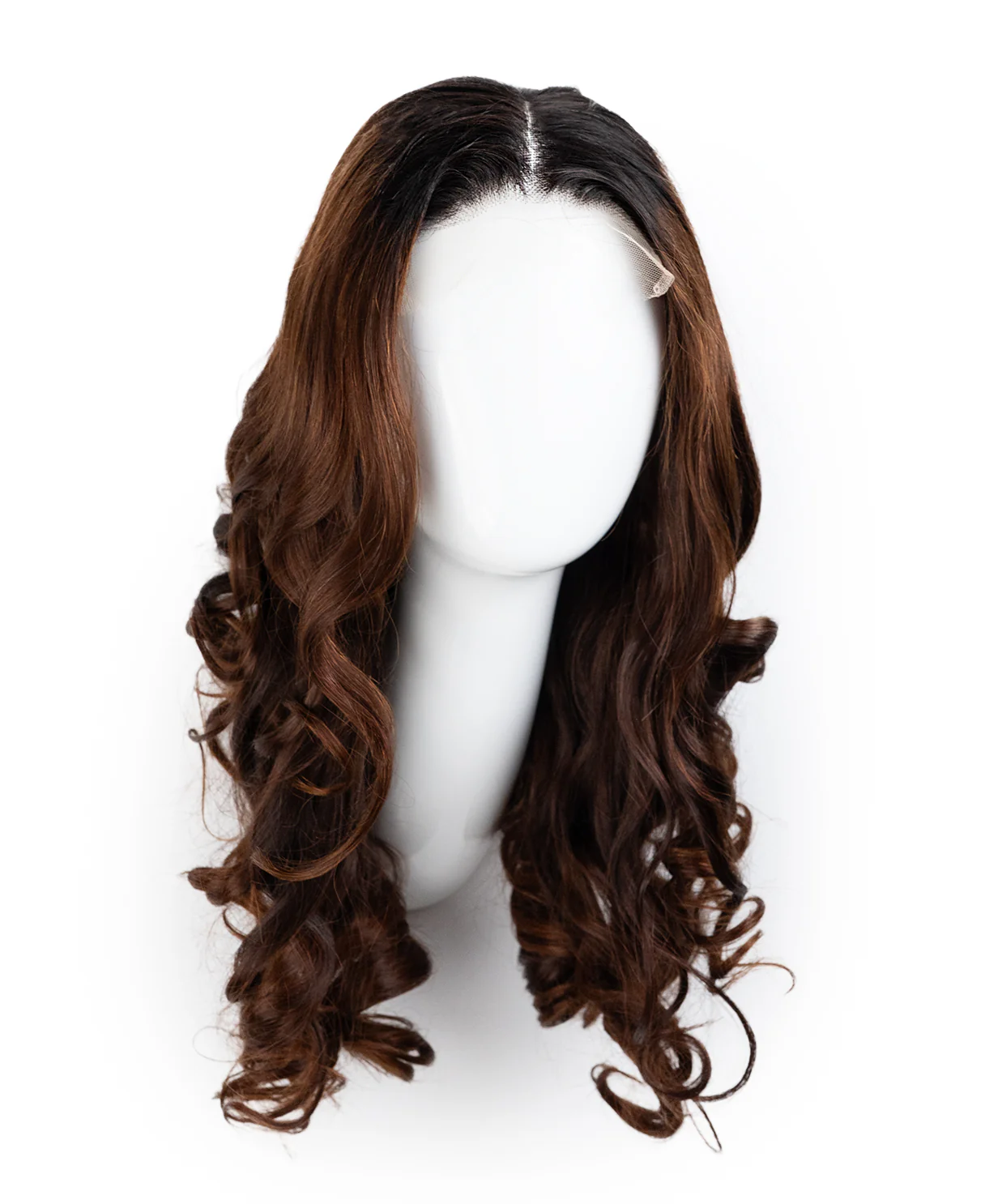 lace front human wig with bouncy curls - 18" dimensional brown. - Image 8