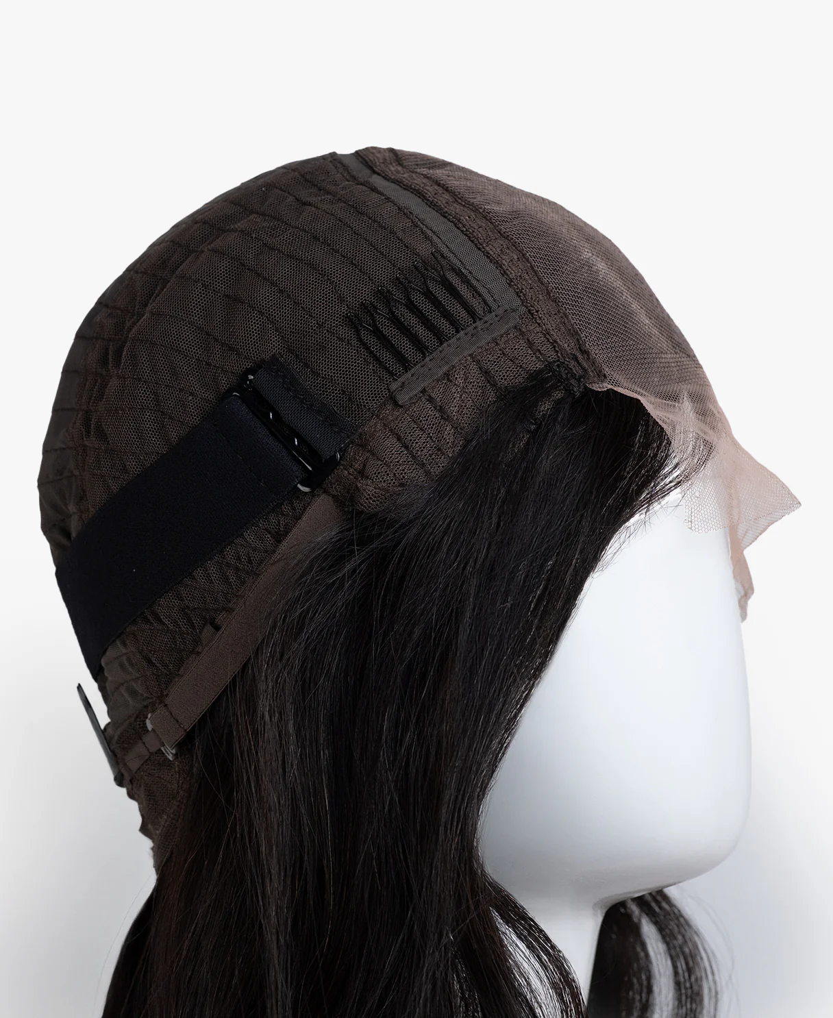 lace front human wig with side part - 14" natural black. - Image 10