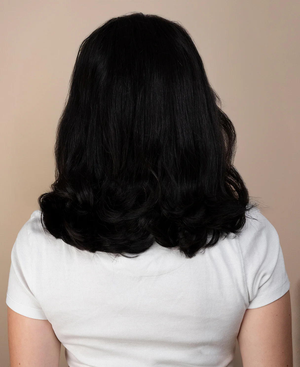 lace front human wig with side part - 14" natural black. - Image 2