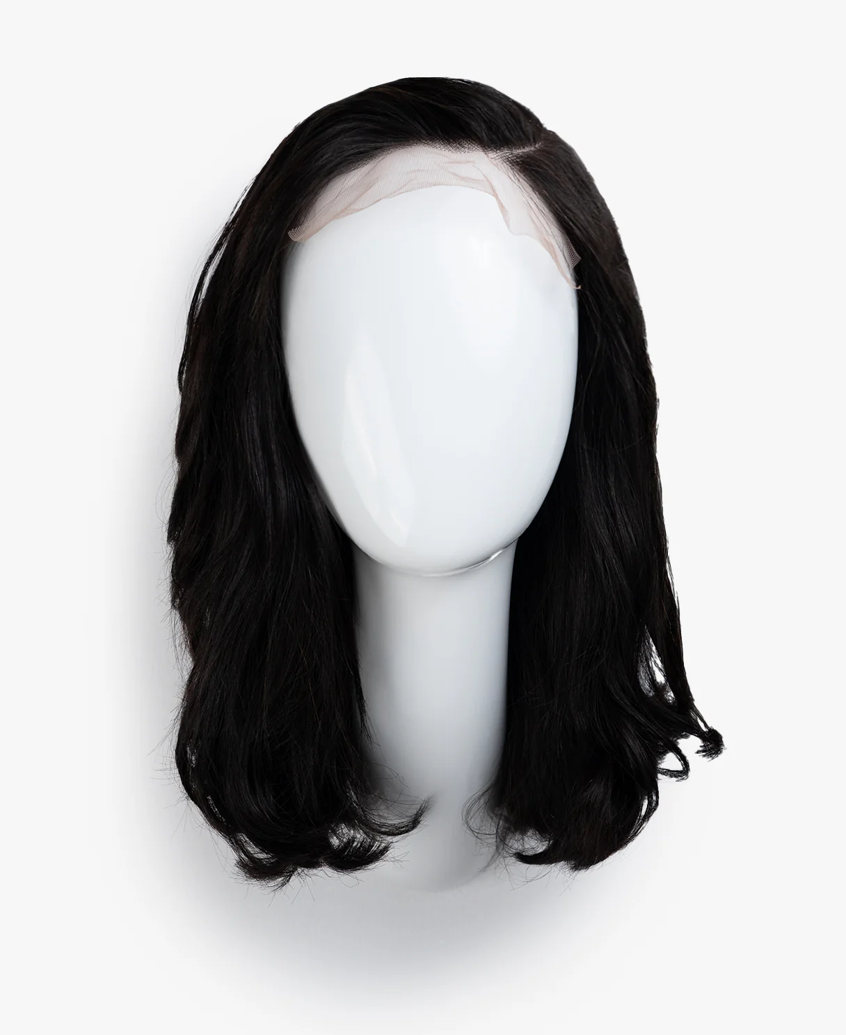lace front human wig with side part - 14" natural black. - Image 8