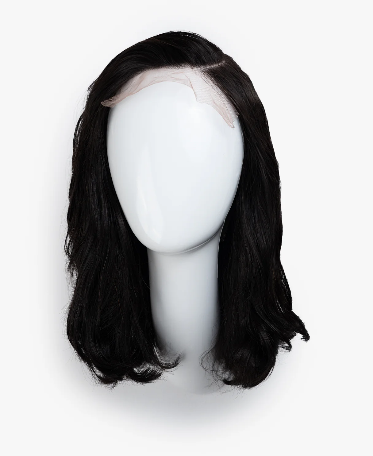 lace front human wig with side part - 14" natural black. - Image 9