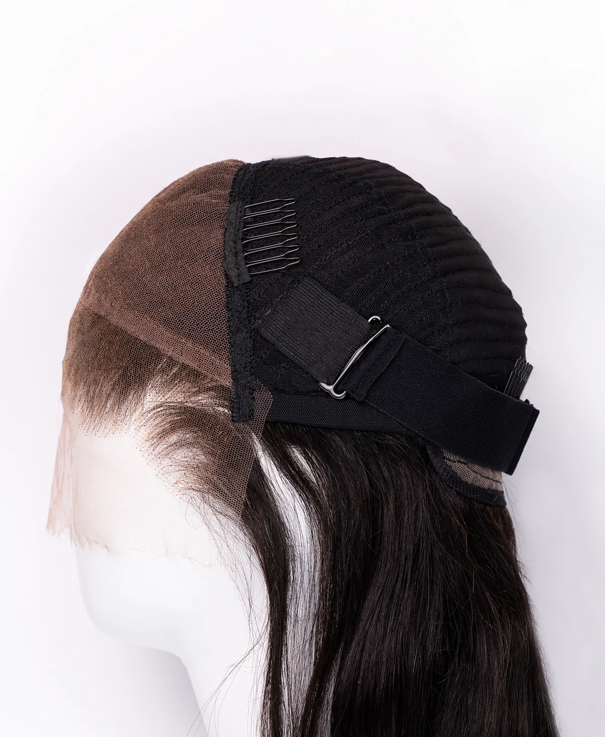 lace front layered human wig - 16" natural black. - Image 8