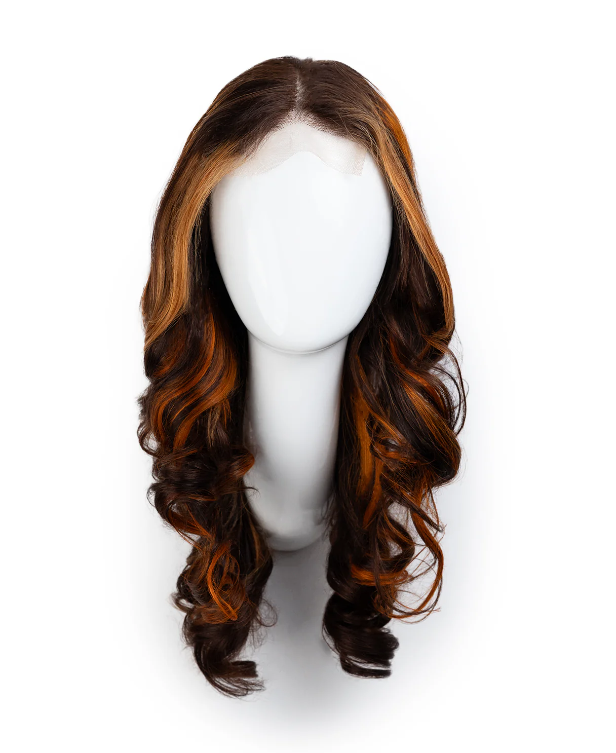 lace front wavy human wig - 18" copper highlights. - Image 9