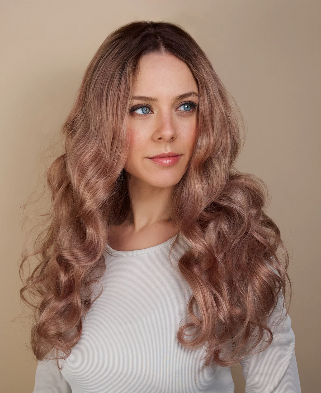 lace front wavy human wig - 22" rooted rosé. - Image 3