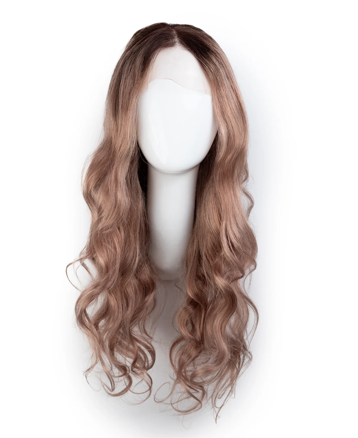 lace front wavy human wig - 22" rooted rosé. - Image 8