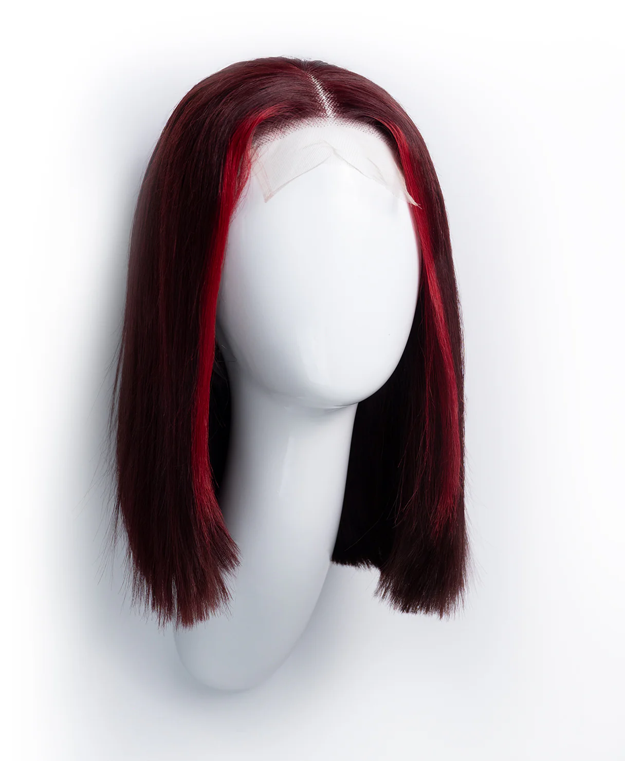 long bob human wig - 10" red money piece highlights. - Image 6
