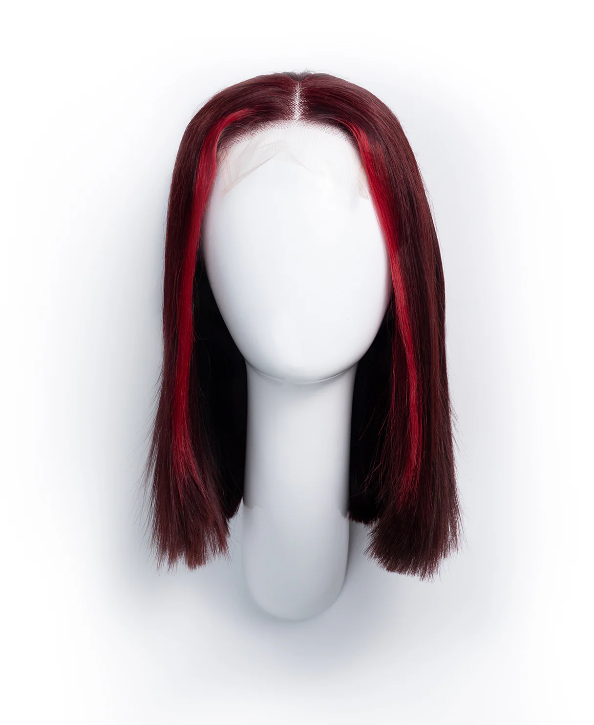 long bob human wig - 10" red money piece highlights. - Image 7