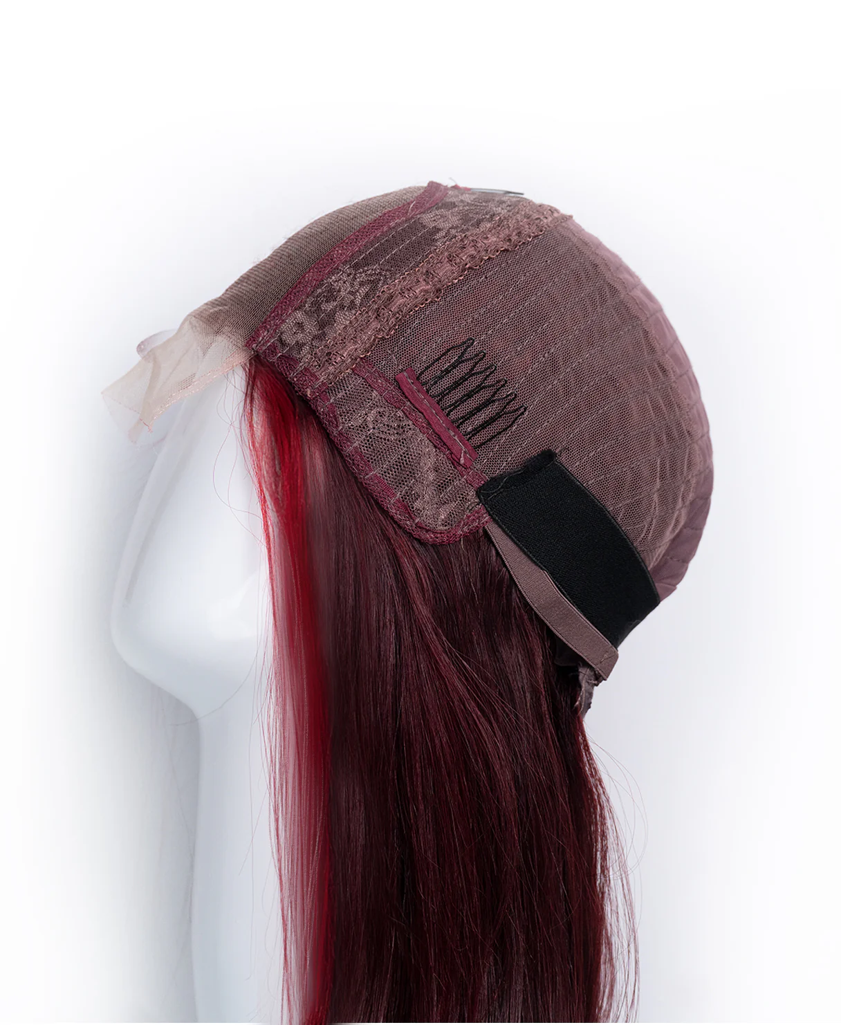 long bob human wig - 10" red money piece highlights. - Image 9