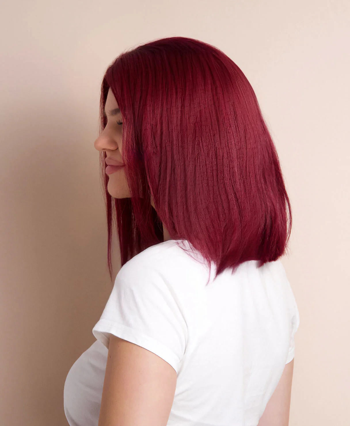 long bob human wig - 12" cherry red. - Image 3