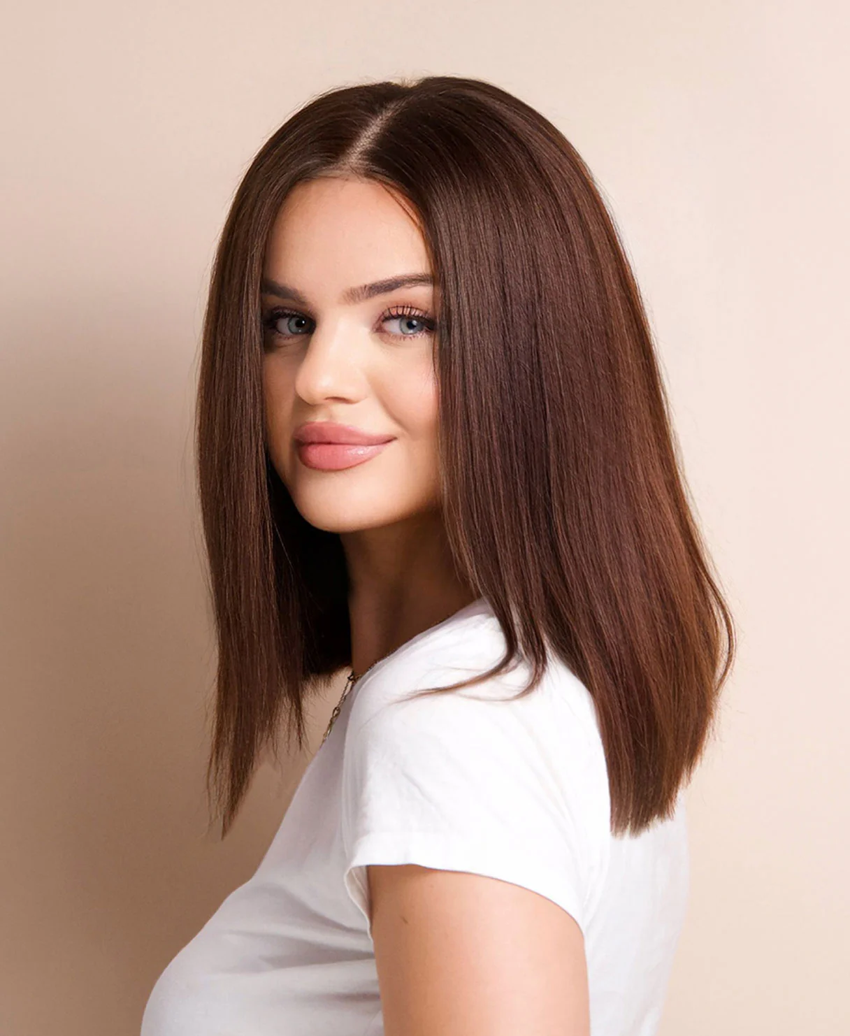 long bob human wig - 12" chocolate brown. - Image 3