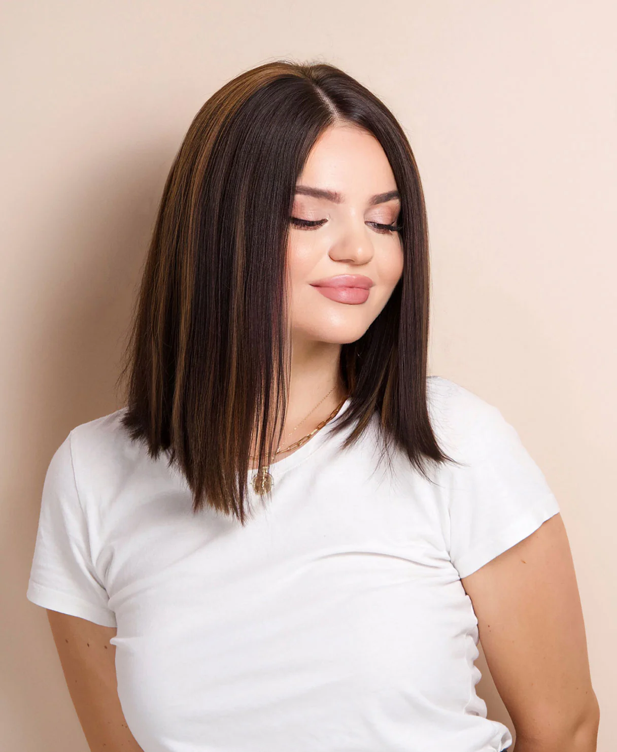 long bob human wig - 12" dark highlights. - Image 6