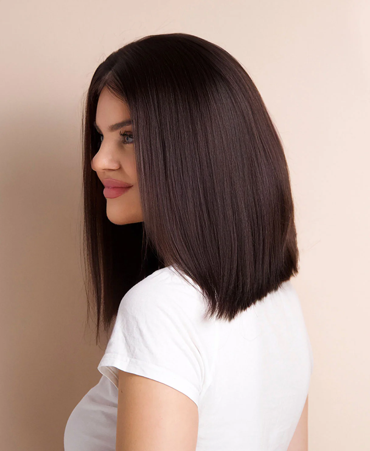 long bob human wig  - 12" natural black. - Image 7