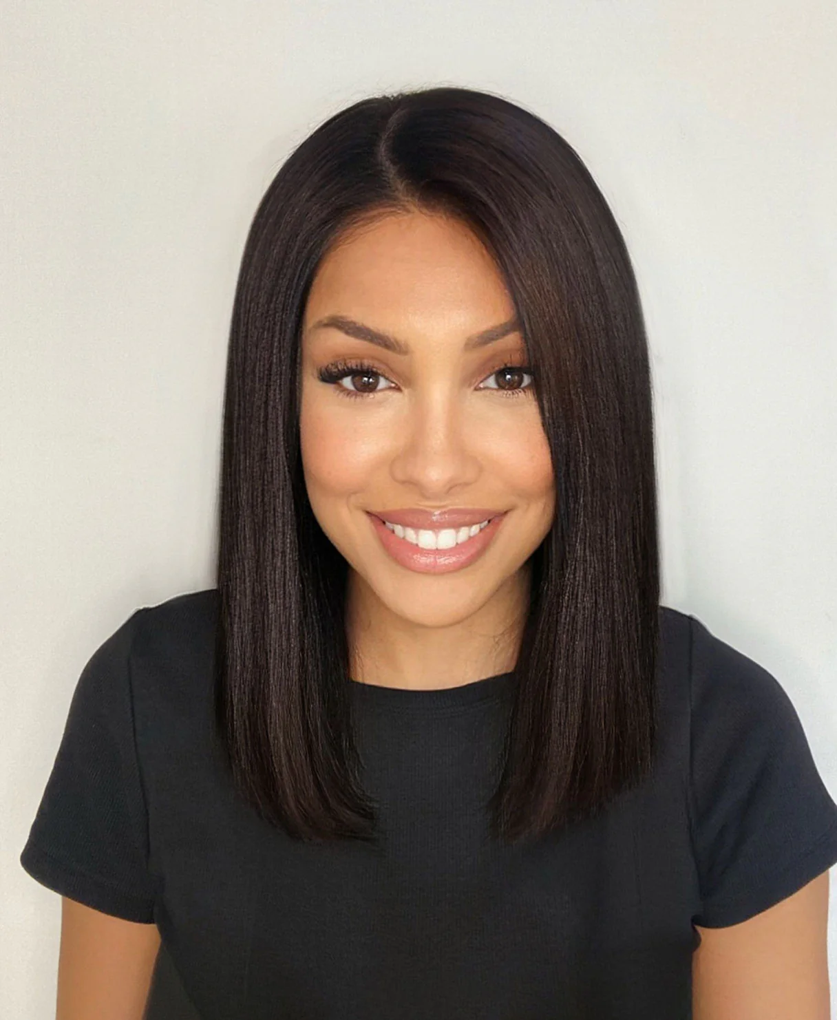 long bob human wig  - 12" natural black. - Image 8