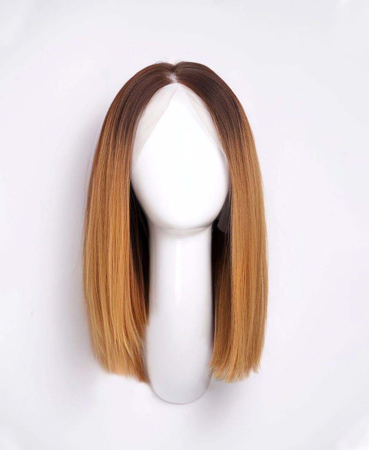 long bob human wig - 12" rooted brown. - Image 3
