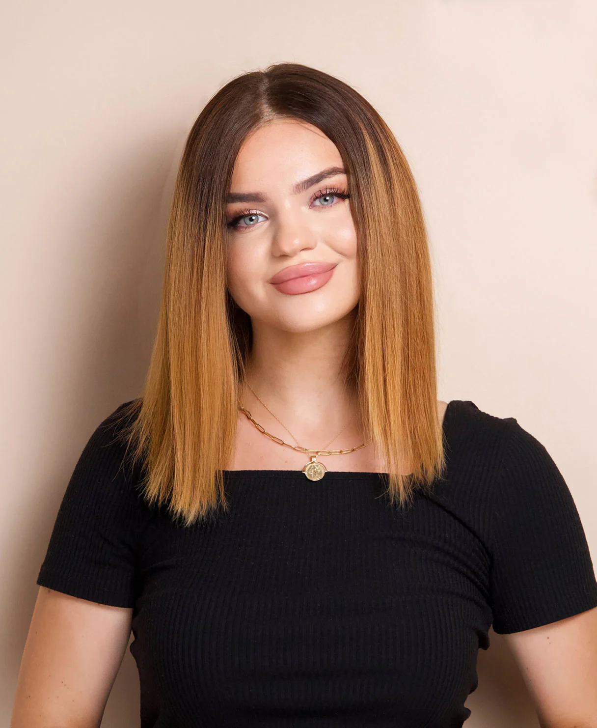 long bob human wig - 12" rooted brown. - Image 8