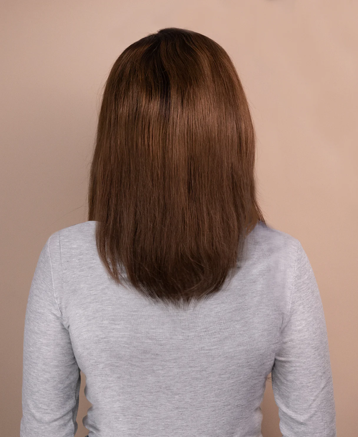 long bob human wig - 12" rooted brown. - Image 2