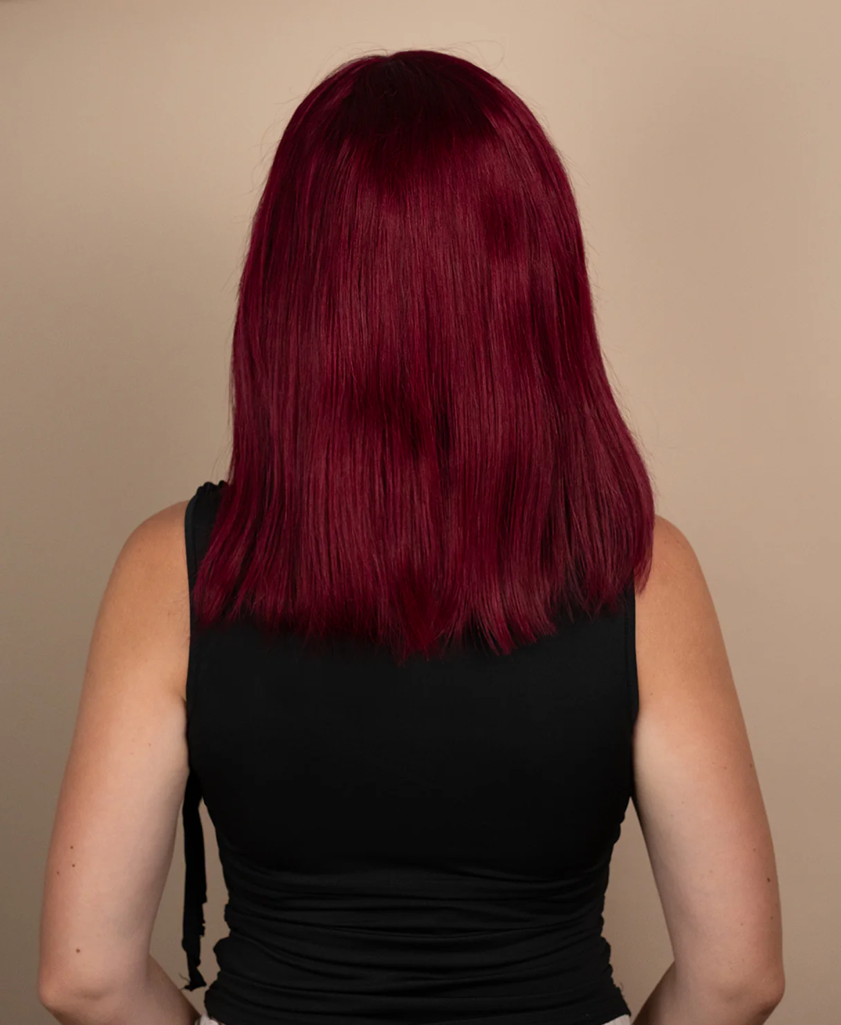 long bob with fringe human wig - 14" cherry red. - Image 2