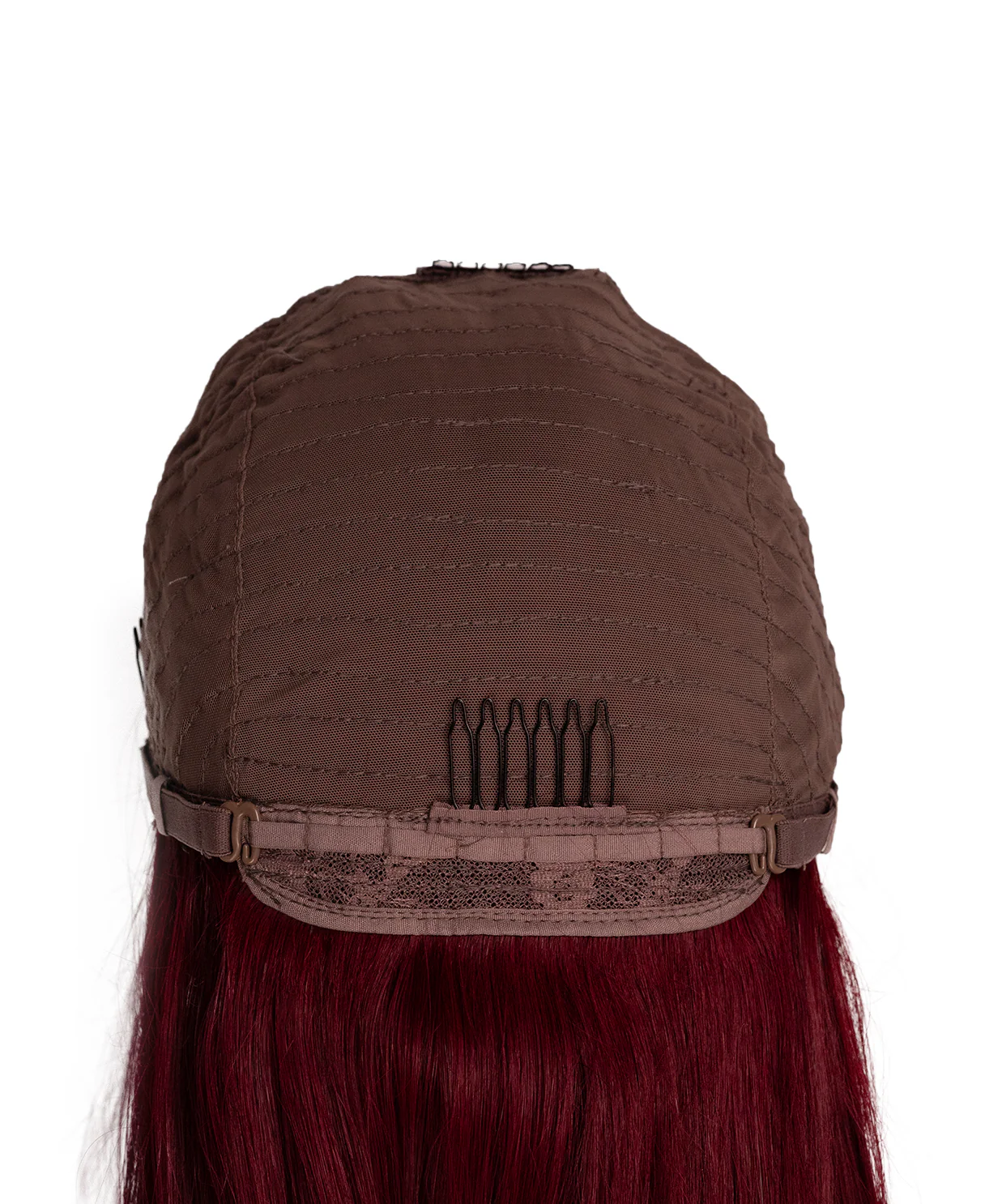 long bob with fringe human wig - 14" cherry red. - Image 7