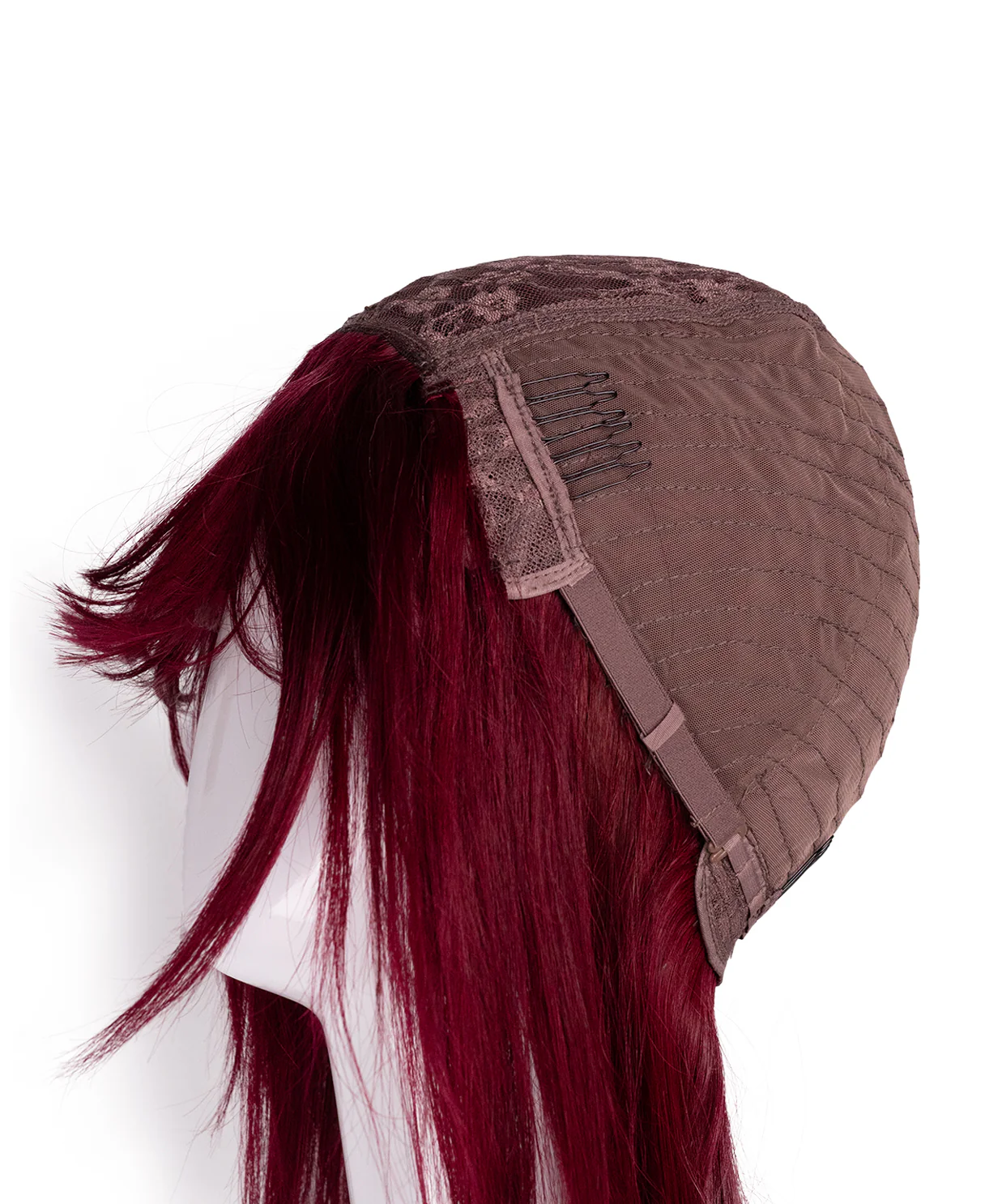 long bob with fringe human wig - 14" cherry red. - Image 8