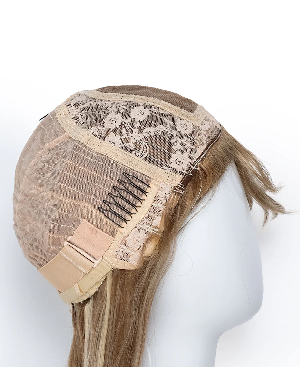 long bob with fringe human wig - 16" blonde highlights. - Image 5