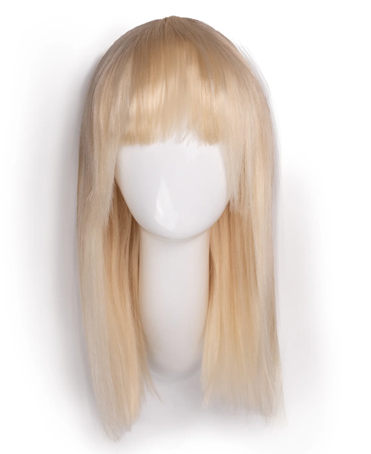 long bob with fringe human wig - 16" platinum blonde. - Image 5