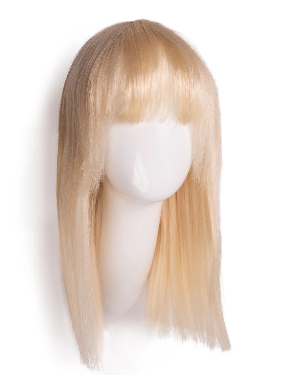 long bob with fringe human wig - 16" platinum blonde. - Image 6