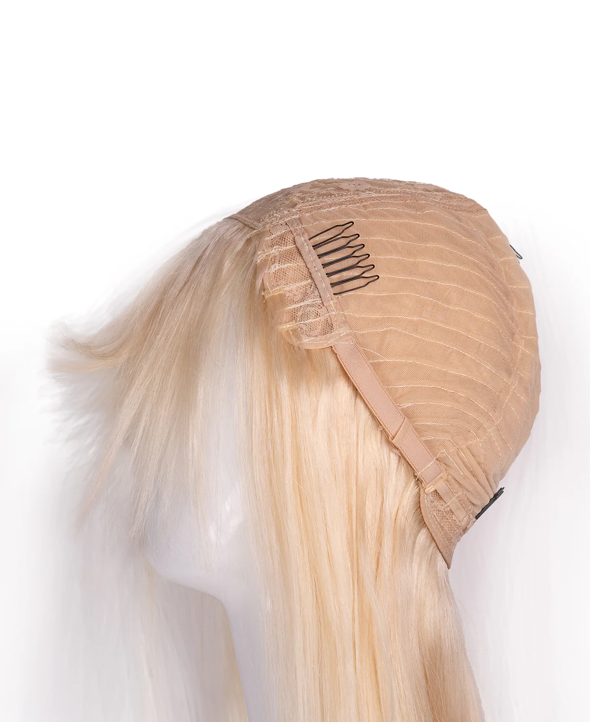 long bob with fringe human wig - 16" platinum blonde. - Image 7