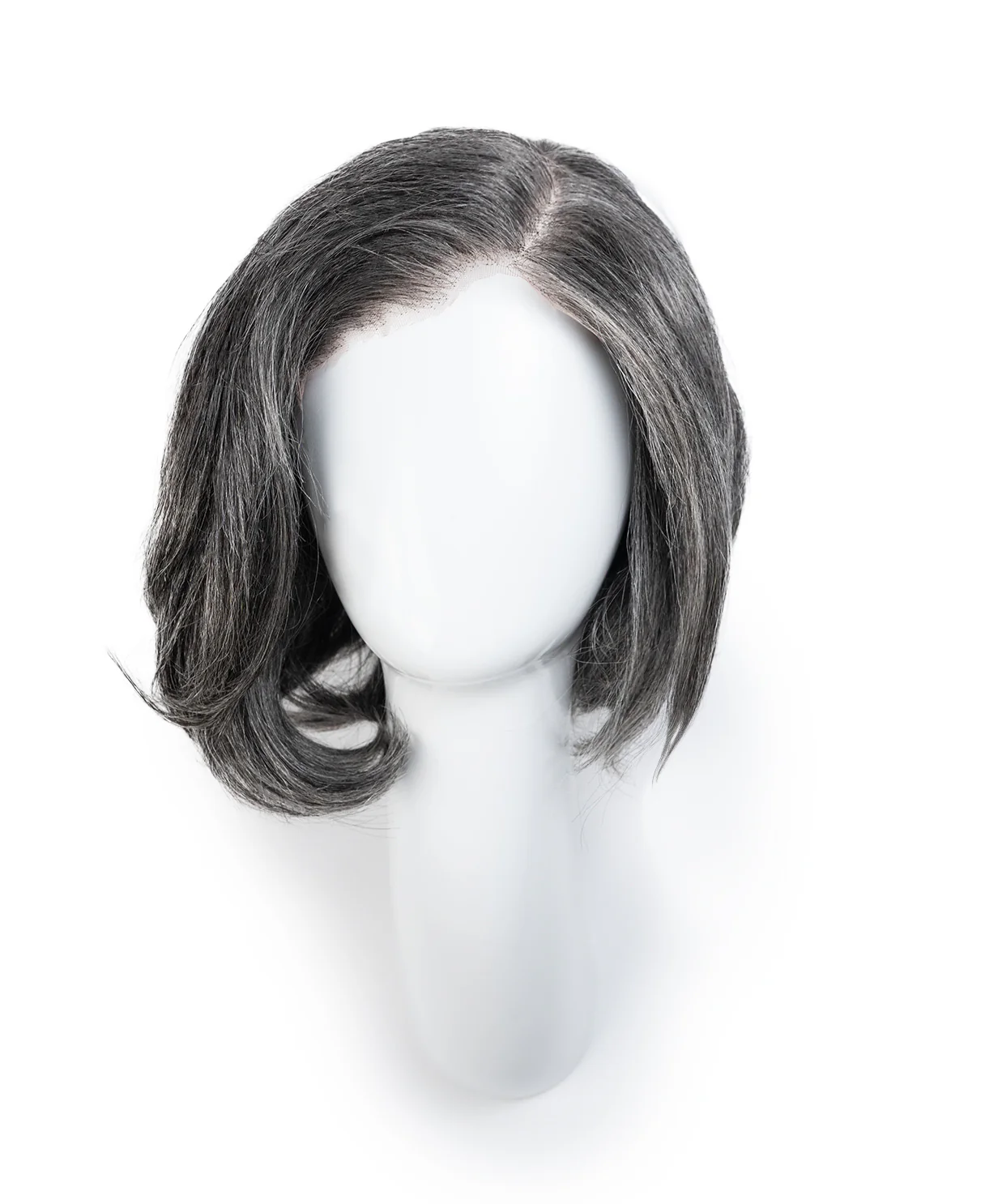 long bob with side part human wig - 10" salt and pepper. - Image 6