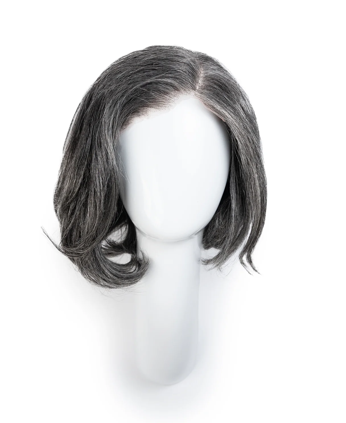 long bob with side part human wig - 10" salt and pepper. - Image 7