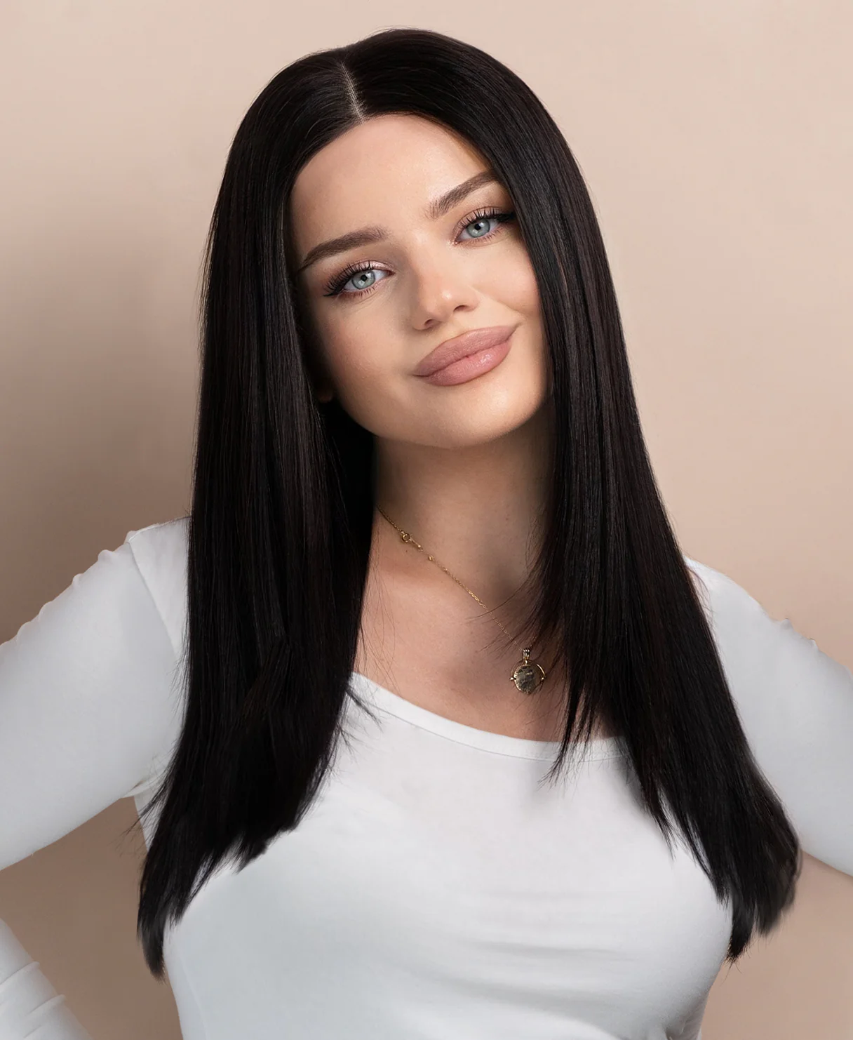 long layers human wig - 18" jet black. - Image 2