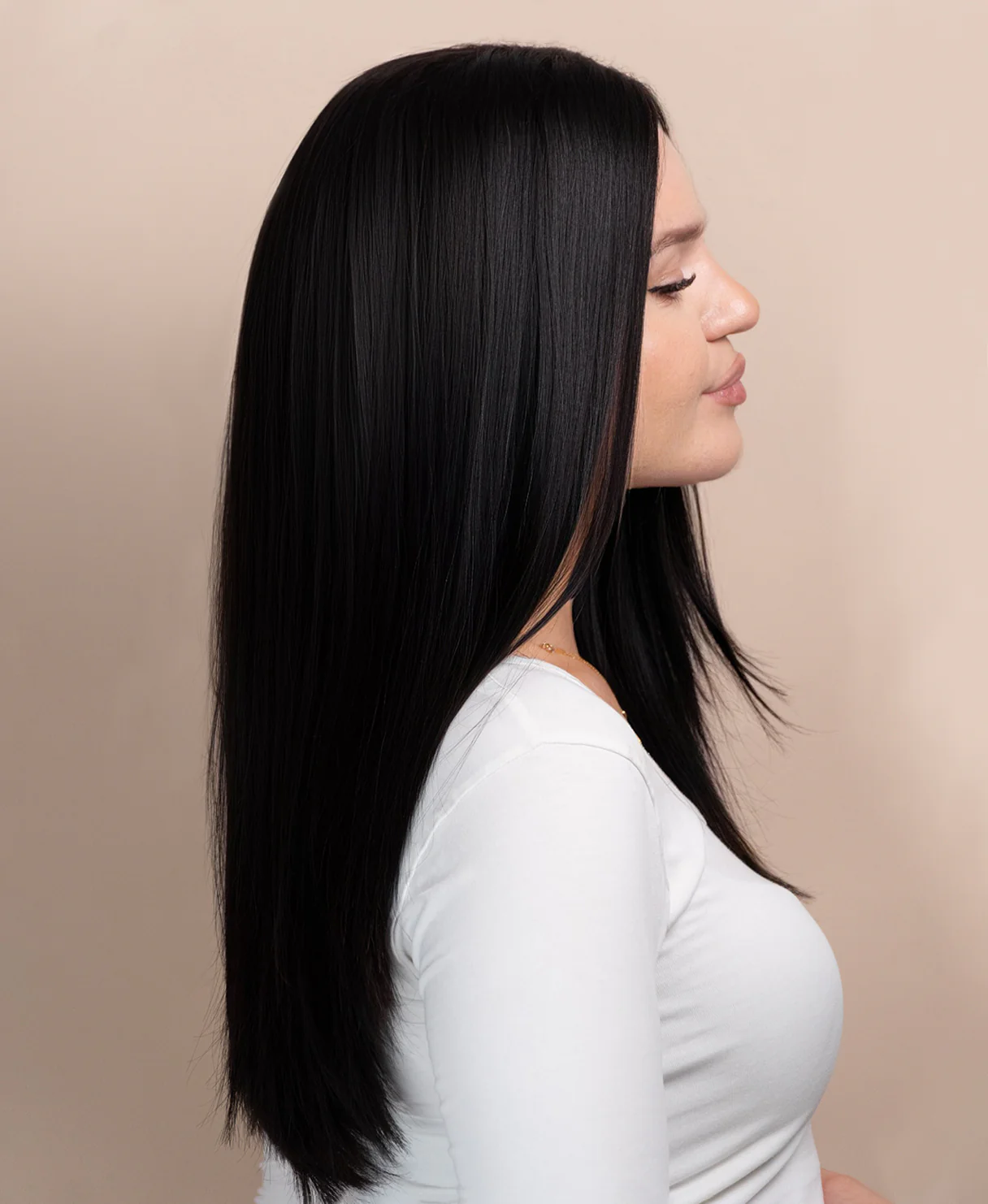 long layers human wig - 18" jet black. - Image 3