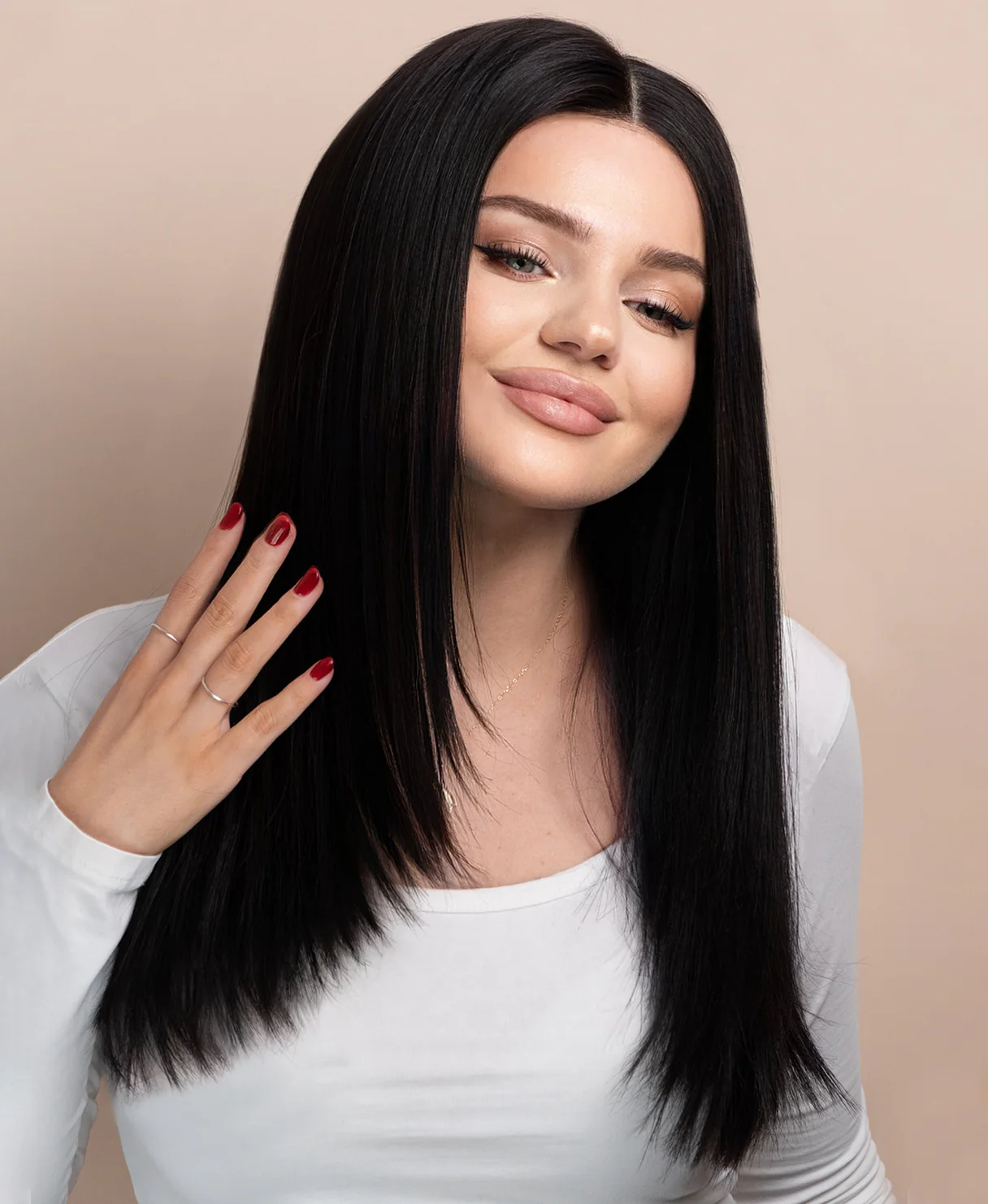 long layers human wig - 18" jet black. - Image 4
