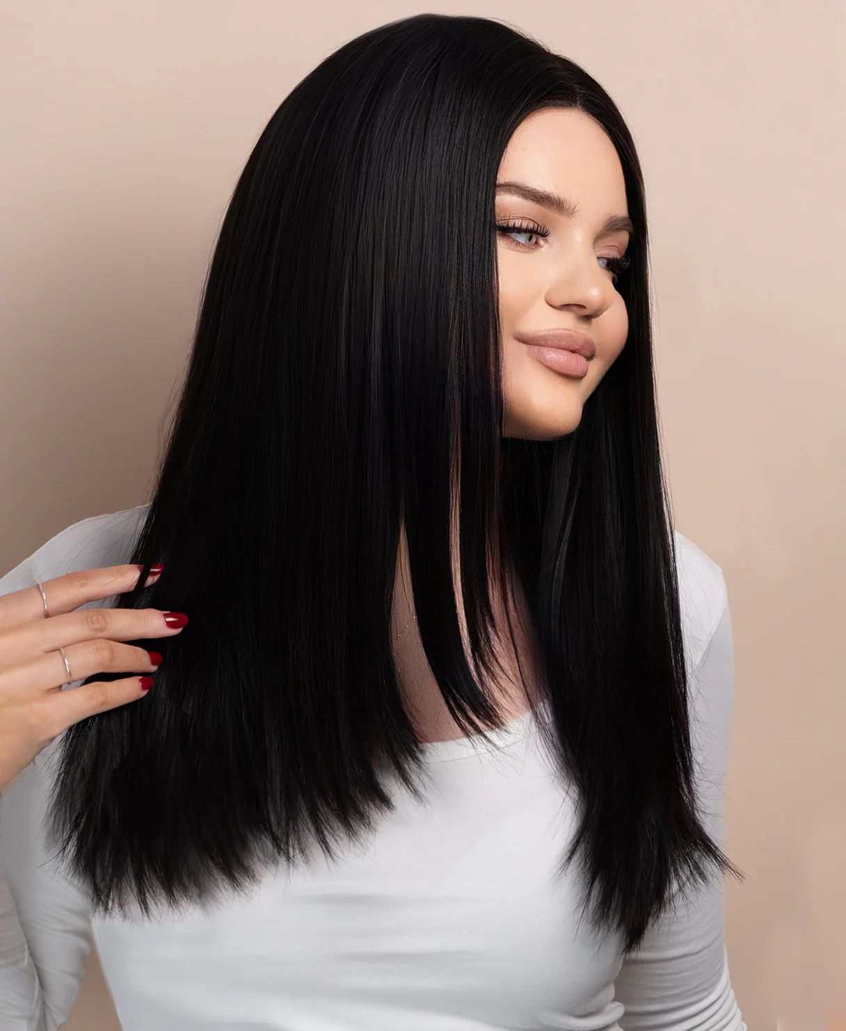 long layers human wig - 18" jet black. - Image 5