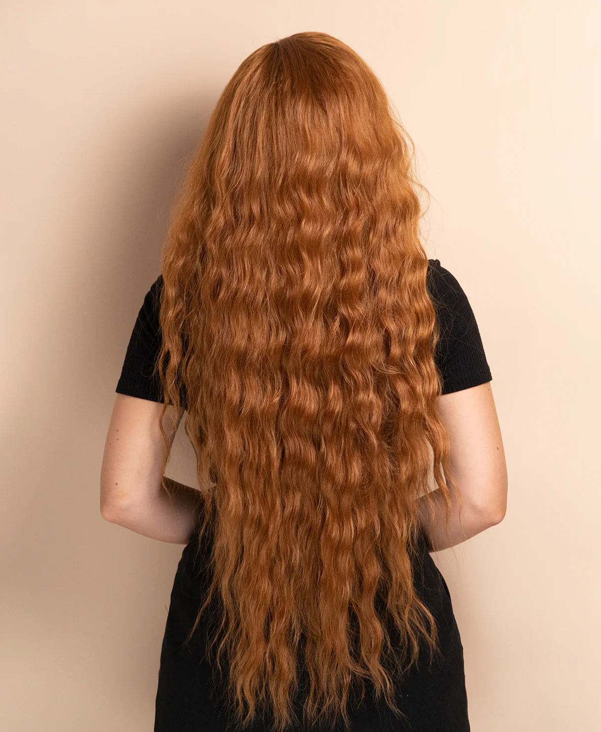 vegan fiber mermaid waves wig - 32" ginger. - Image 4