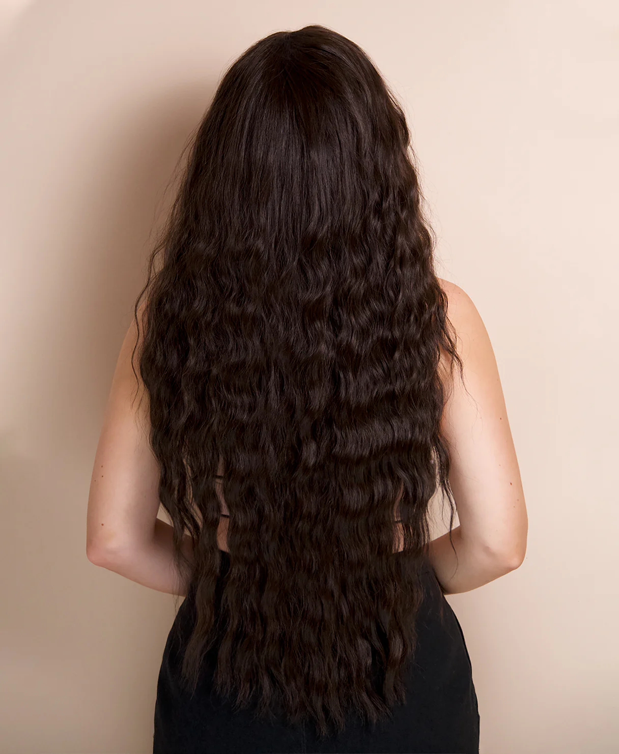 vegan fiber mermaid waves wig - 32" medium brown. - Image 3