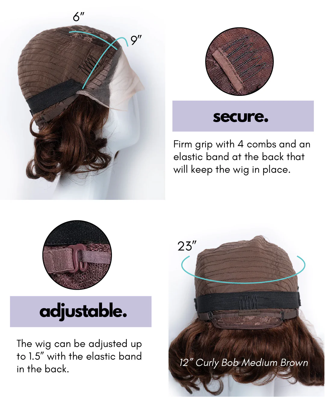 pixie cut human wig - 6" medium brown. - Image 10