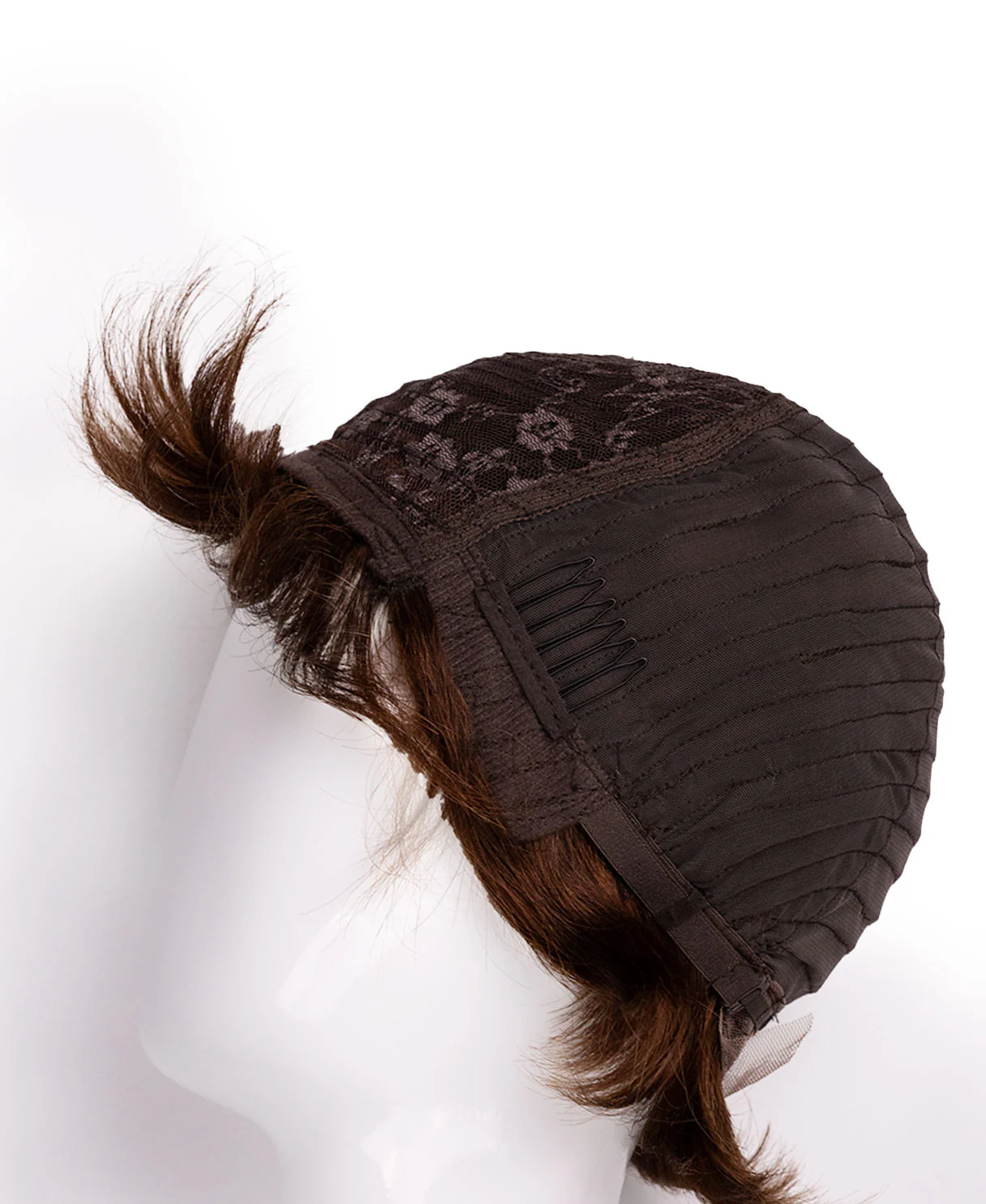 pixie cut human wig - 6" medium brown. - Image 8
