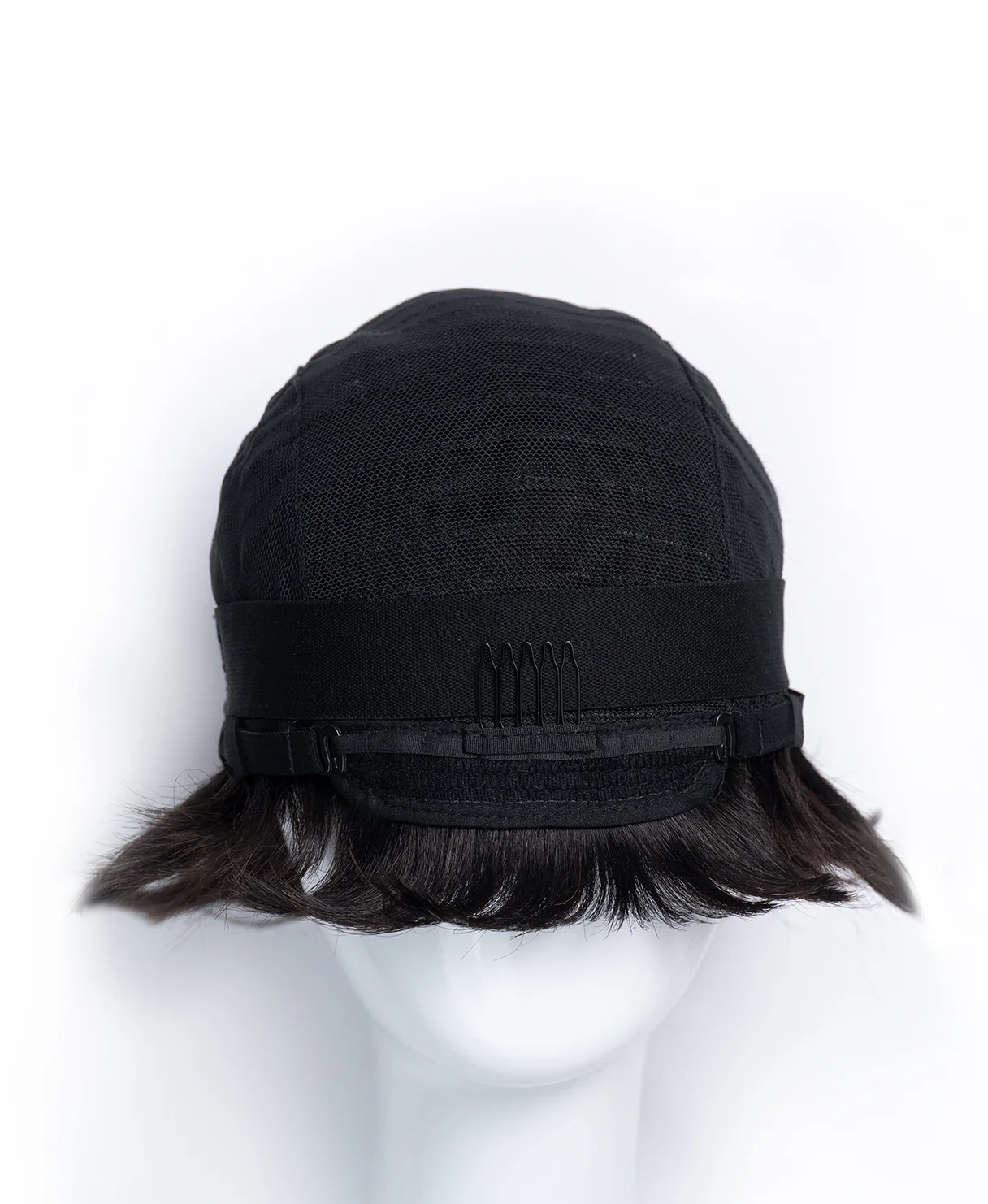 pixie human wig with bangs - 4" black. - Image 8