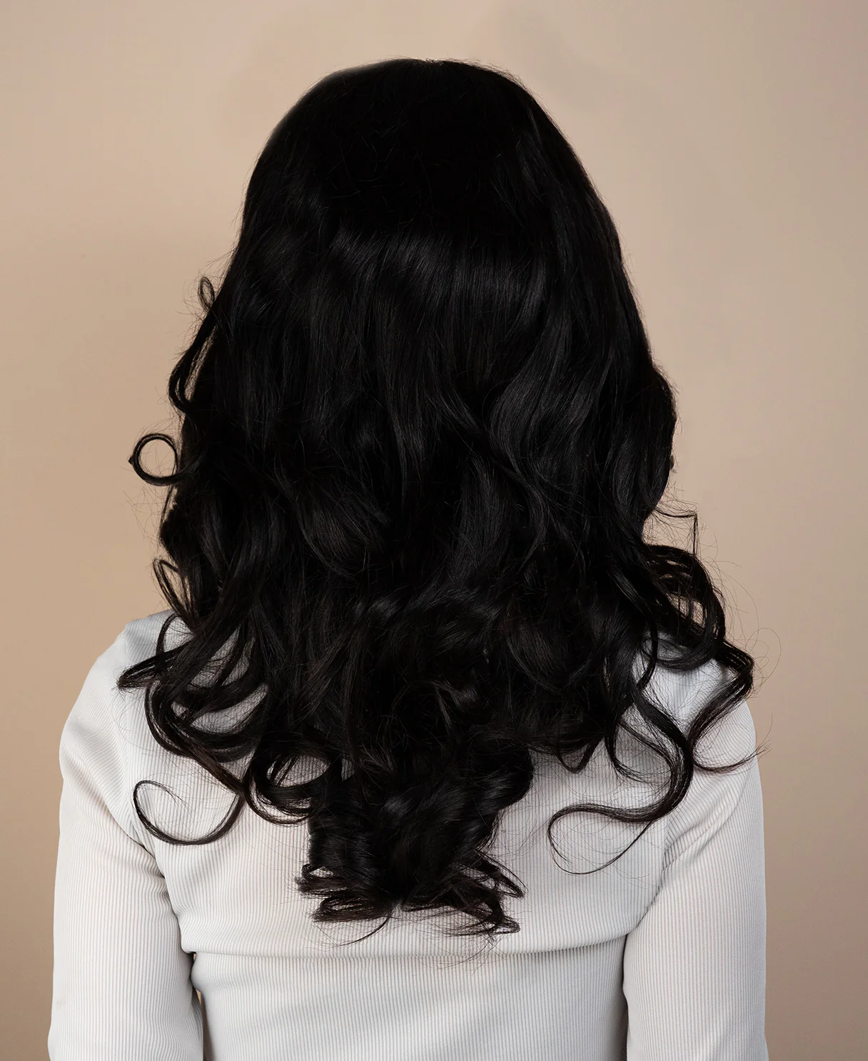 put on & go human wig blowout - 20" natural black. - Image 2