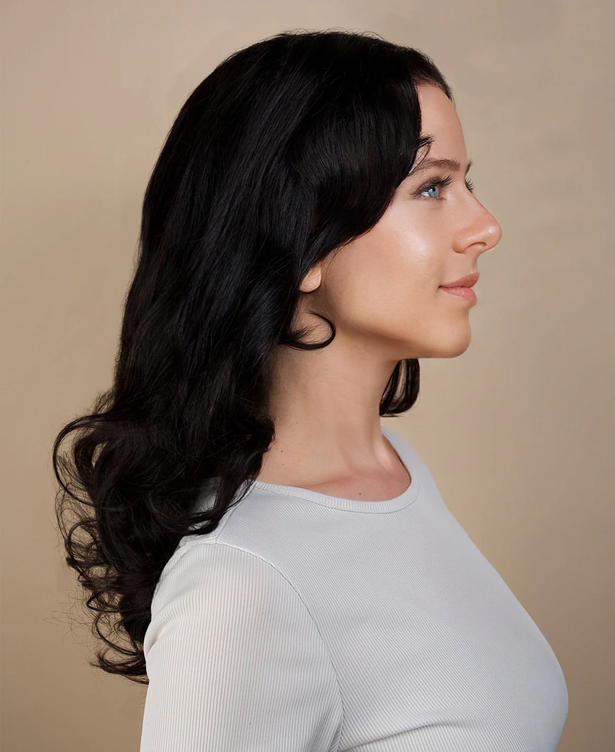 put on & go human wig blowout - 20" natural black. - Image 5