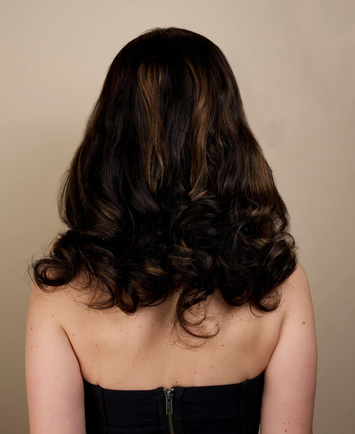 put on & go human wig - 16" brown melt with bangs. - Image 2