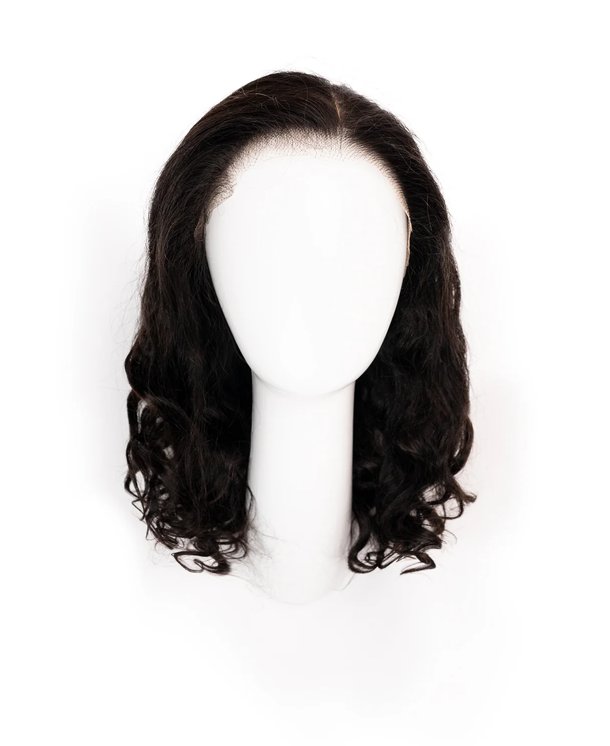 put on & go pre-cut lace curly human wig - 14" natural black. - Image 7