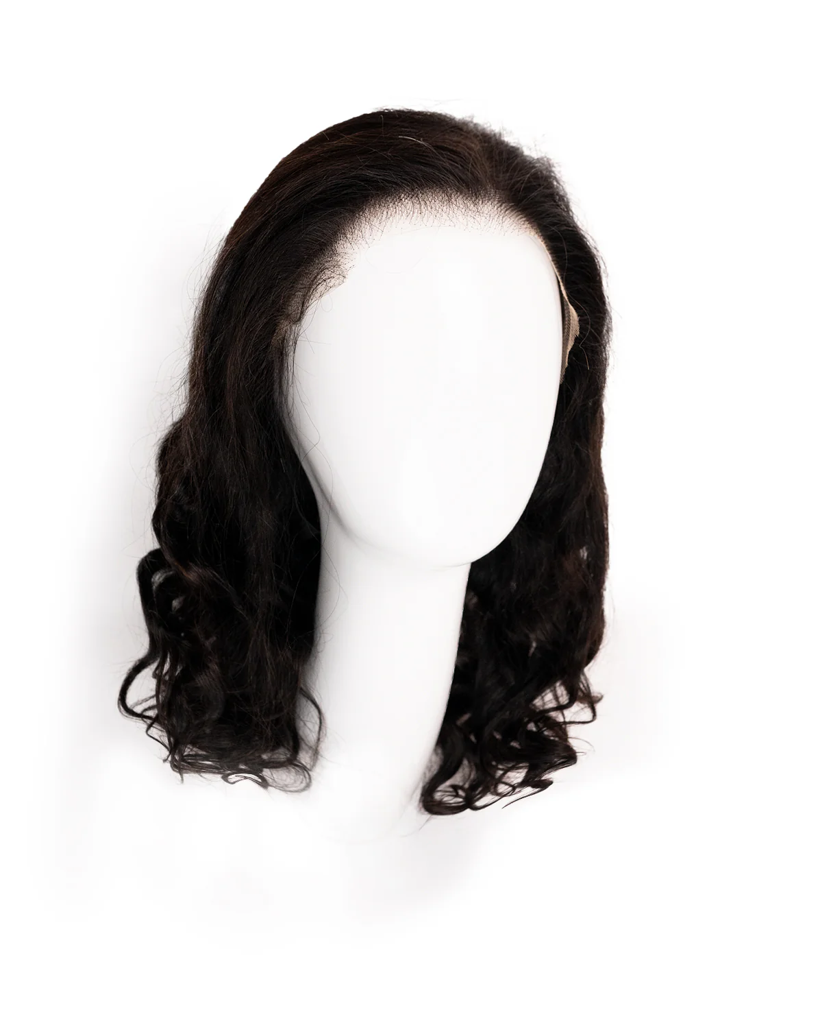 put on & go pre-cut lace curly human wig - 14" natural black. - Image 8