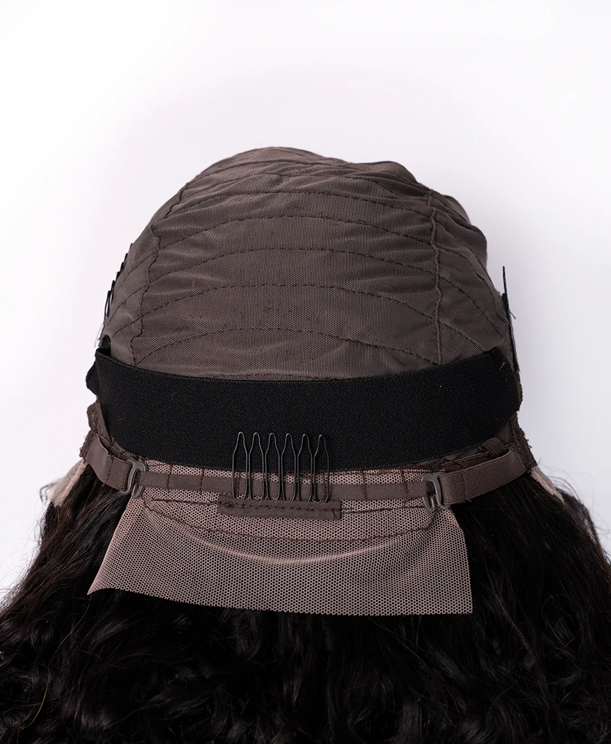 put on & go pre-cut lace curly human wig - 16" natural black. - Image 10